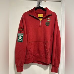 Blend Red Sz:XL patched 1/4 zip embroidered Canada parks Rangers Pullover Fleece